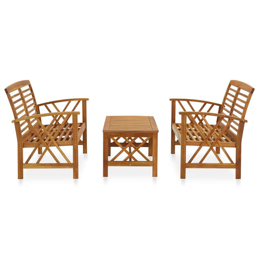 Garden Lounge Set Natural Wood Solid Acacia Wood Medium Durable