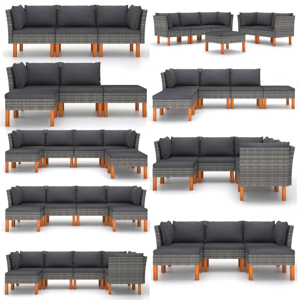 Corner Sofa Grey PE rattan Medium Removable Covers Corner Sofa
