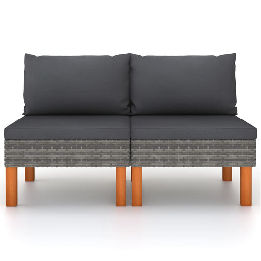 Middle Sofa Grey PE rattan Standard Removable Covers