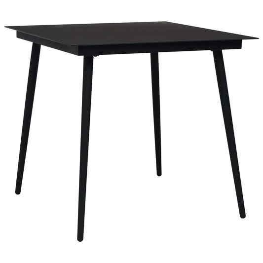 Dining Set Black Cotton rope, powder-coated steel, tempered glass