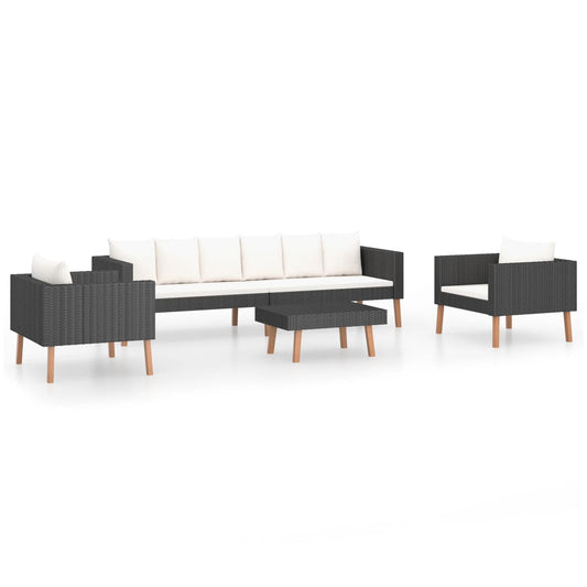 Garden Furniture Set Black, Cream White