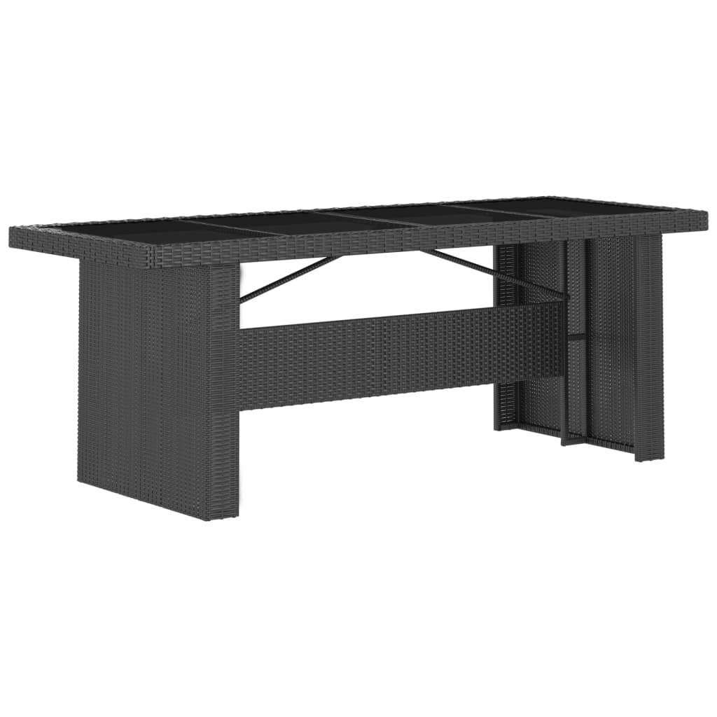 Outdoor Dining Set Black PE rattan, powder-coated steel, glass