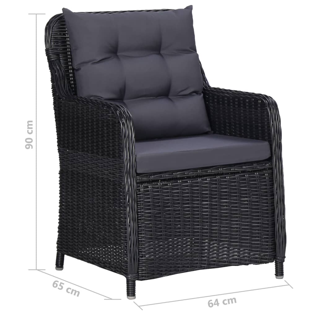 Dining Set Black Powder-coated steel Removable Covers