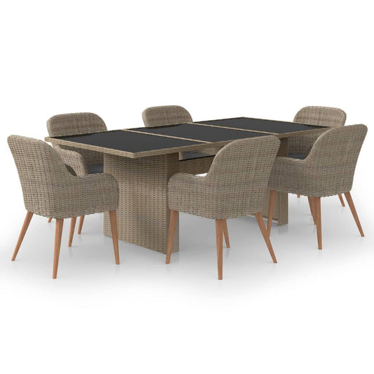 Dining Set Brown PE rattan Large Seats Many Dining Set