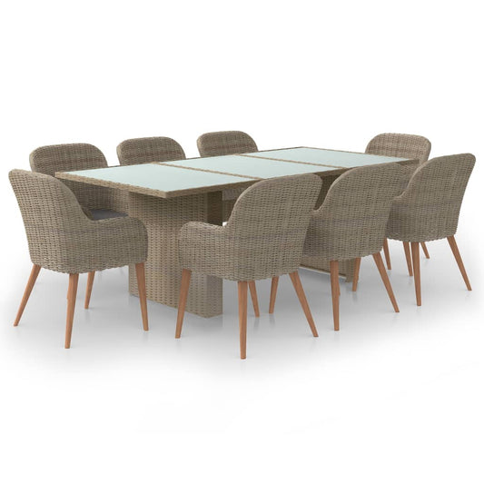 Dining Set Brown PE Rattan Large Removable Covers Dining Set
