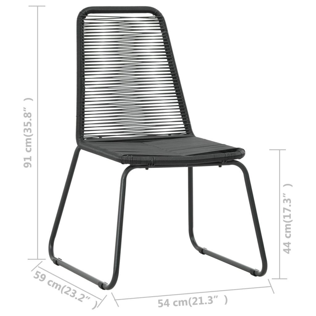 Dining Set Black PVC Rattan Compact Lightweight Dining Set