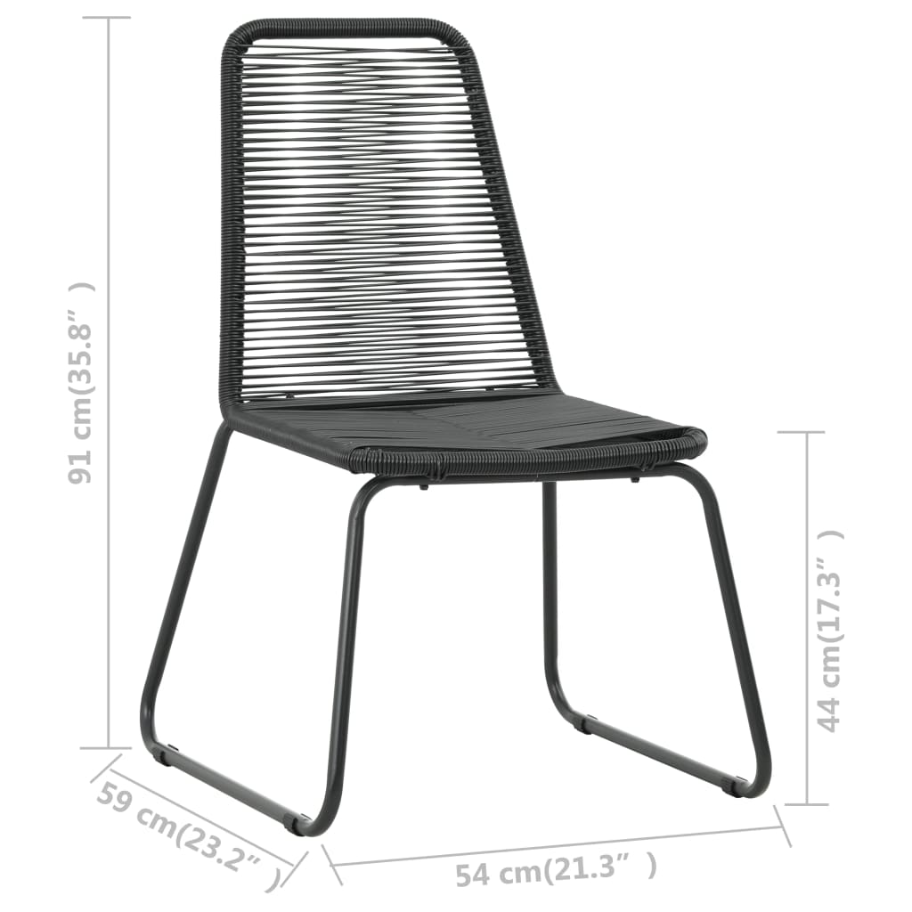 Dining Set Black PVC Rattan, Powder-Coated Steel, Glass