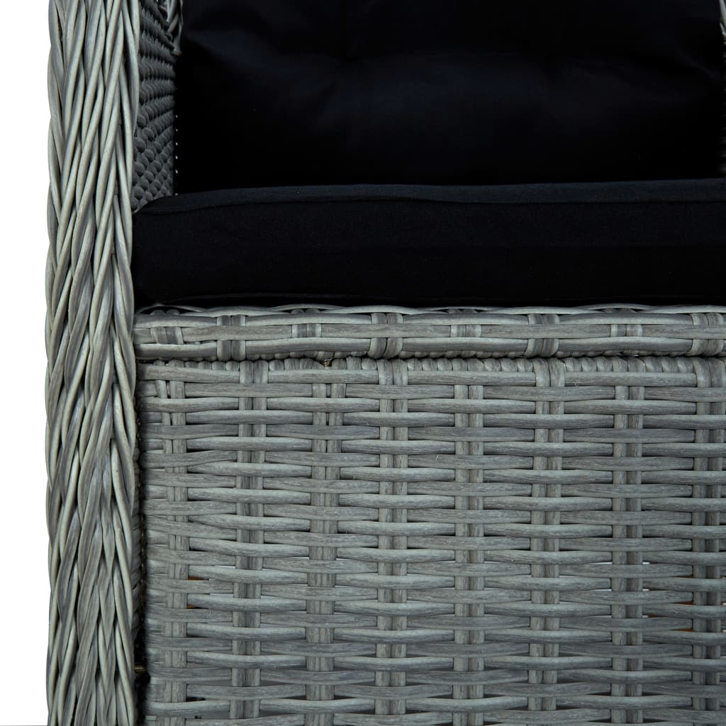 9 Piece Patio Dining Set with Cushions Poly Rattan Light Gray