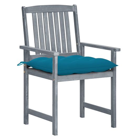 Patio Chair Set of 4 Gray Solid acacia wood Standard Durable