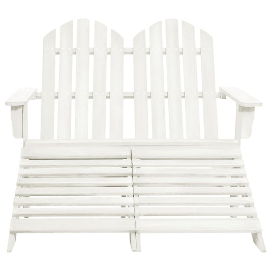Garden Chair White Fir Wood 2-seater Ergonomic Adirondack Chair