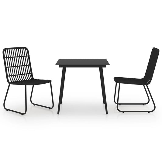 Dining Set Black Poly rattan, powder-coated steel, glass 31.5 in