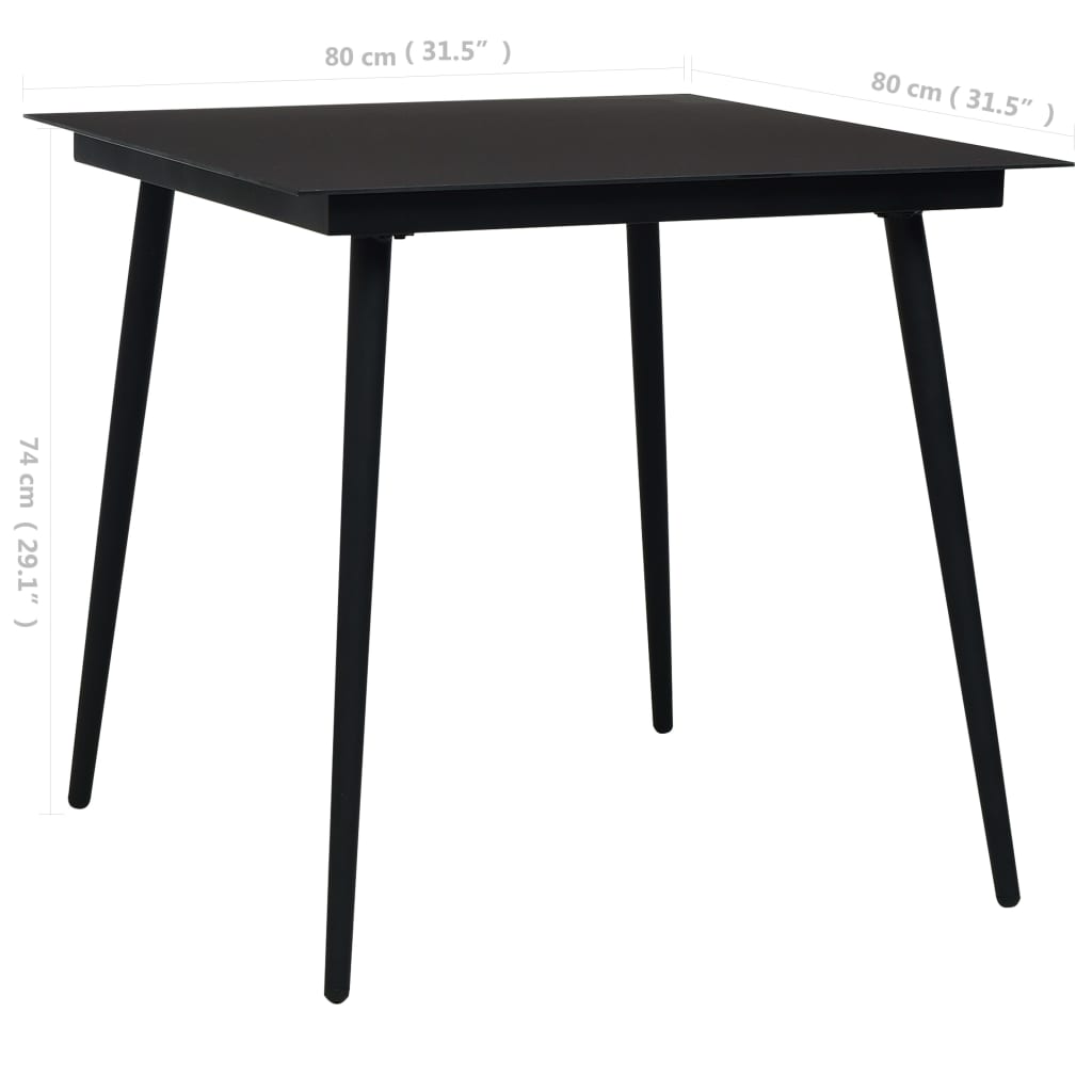 Dining Set Black Poly rattan 31.5 in x 31.5 in x 29.1 in Durable