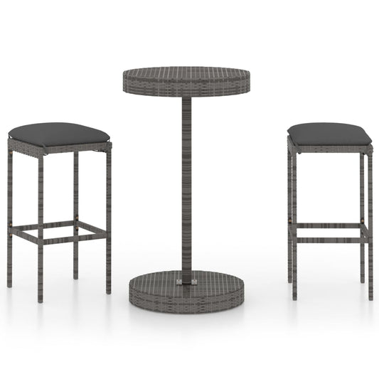 Garden Bar Set Grey PE rattan Medium Durable Garden Bar Set