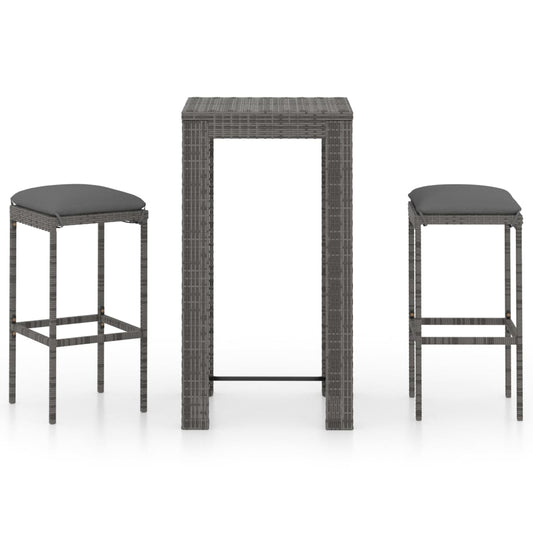 Garden Bar Set Grey PE rattan Medium Footrest Garden Bar Set
