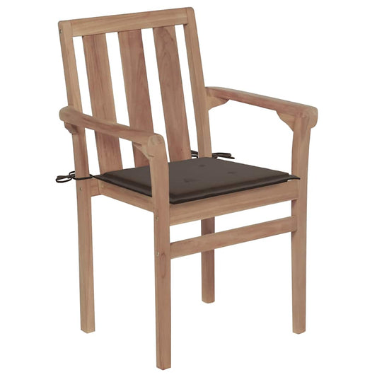 Patio Chair Set of 2 Teak with Taupe cushions