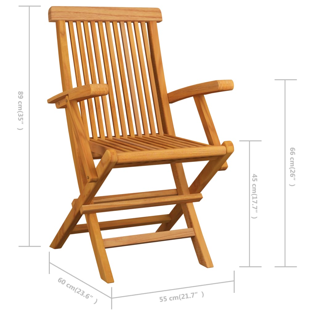 Garden Chair Set of 3 Teak, Grey Solid Teak wood, Polyester