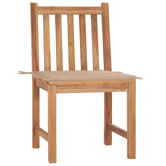 Garden Chair Set of 2 Beige Fine sanded teak and polyester Medium