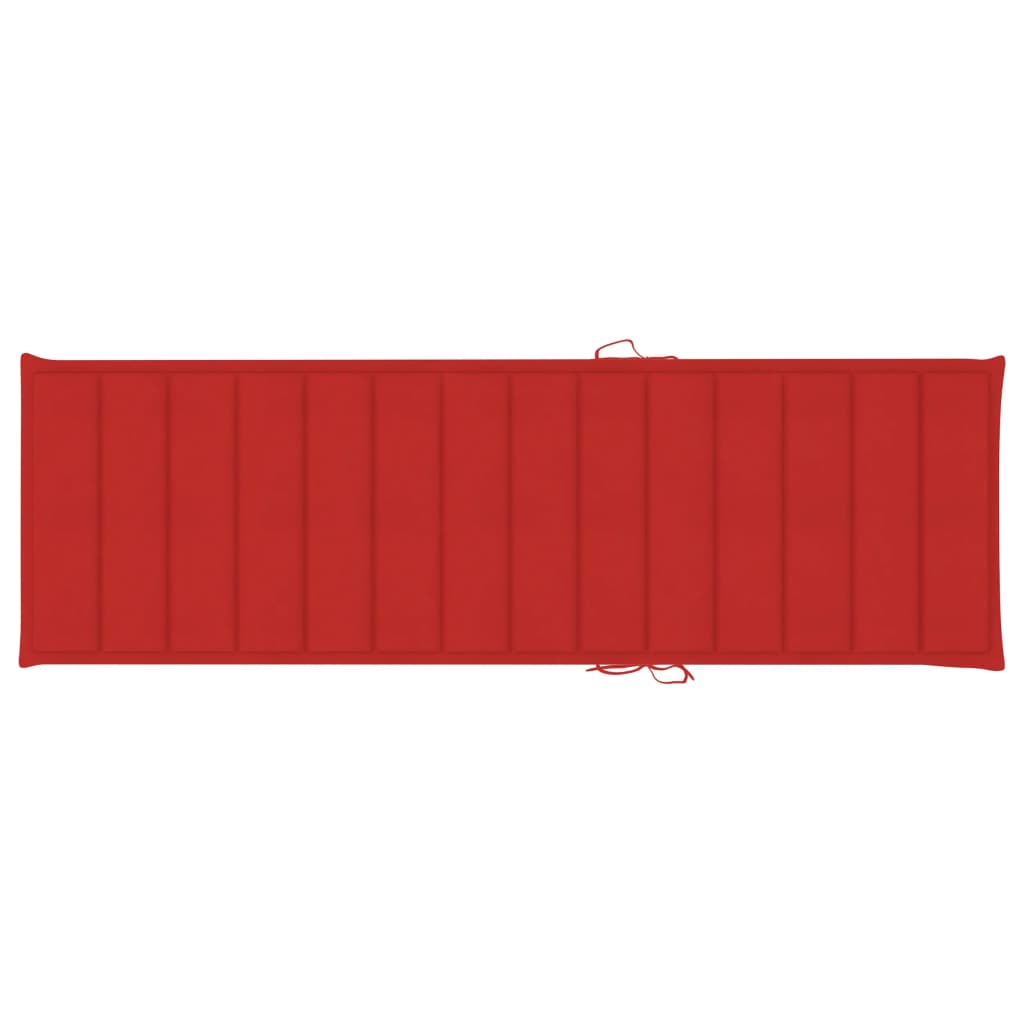 Sun Lounger Natural bamboo, Red cushions