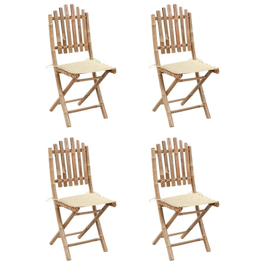 Outdoor Dining Set Natural Bamboo, Cream Bamboo, 100% Polyester