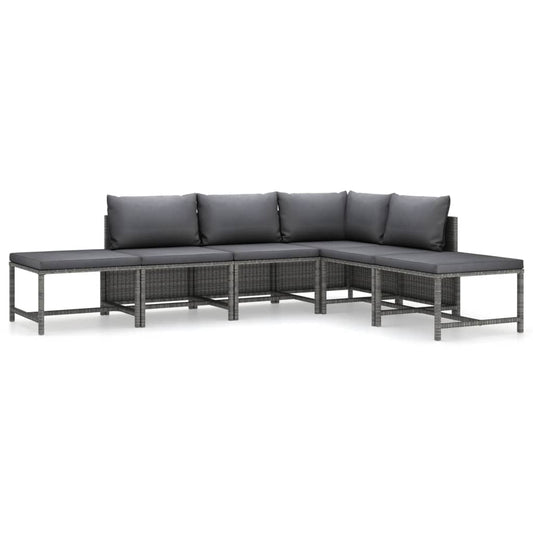 Garden Lounge Set Grey with Anthracite Cushions