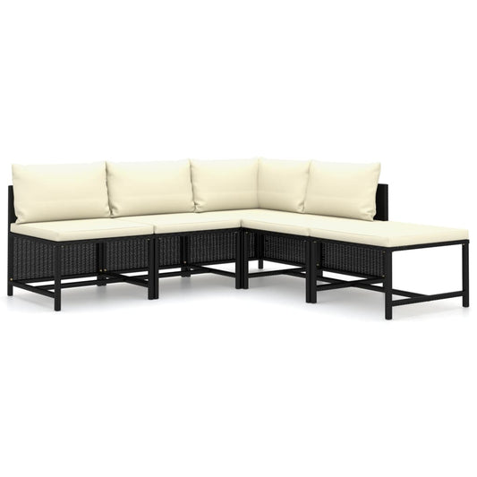 Garden Lounge Set Black, Cream white