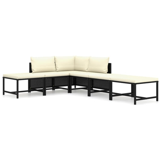 Outdoor Lounge Set Black and Cream White