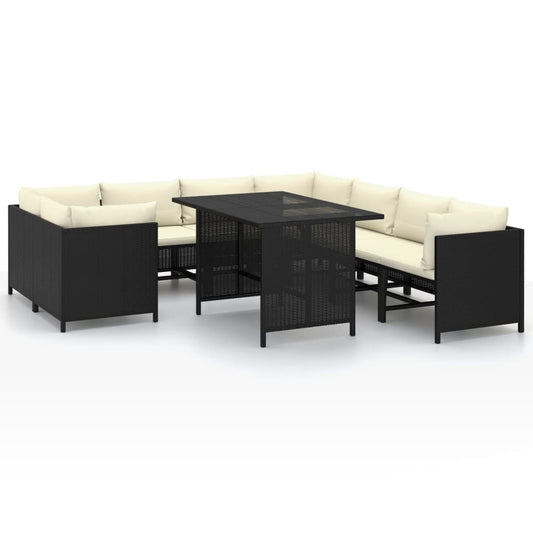 Garden Lounge Set Black, Cream White