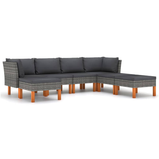 Garden Lounge Set Gray PE rattan Medium Light Weight
