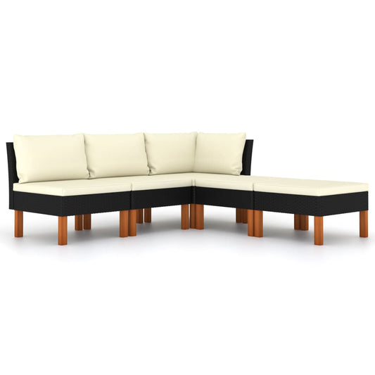 Garden Lounge Set Black, Cream white