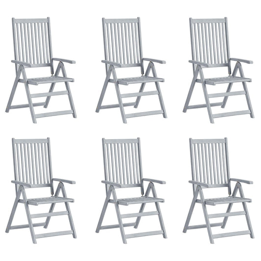 Garden Chair Set of 6 Grey Solid acacia wood Medium Foldable