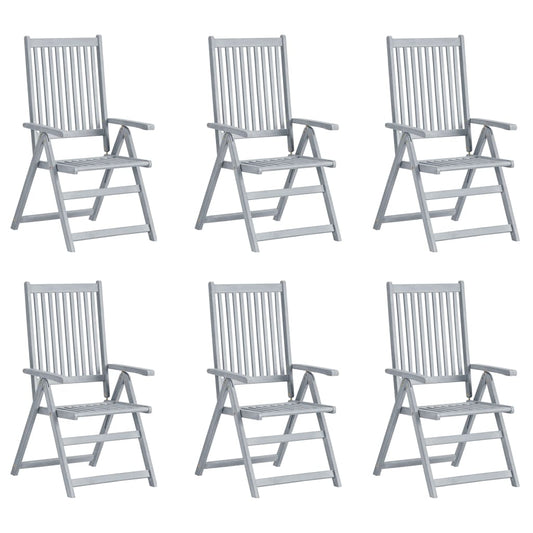 Garden Chair Set of 6 Grey, Taupe Solid Acacia wood, 100% Polyester