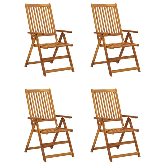 Garden Chair Set of 4 Brown Solid Acacia wood Standard Foldable
