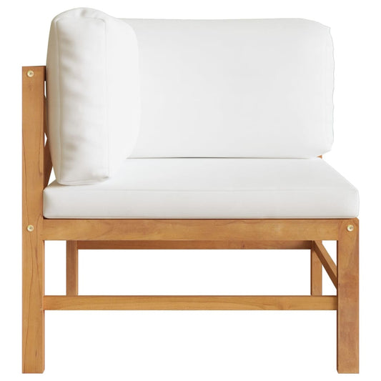 Corner Sofa Cream Solid Teak Wood Medium Durable Corner Sofa