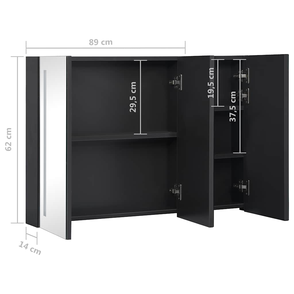 Bathroom Cabinet Anthracite MDF with melamine finish, glass Medium