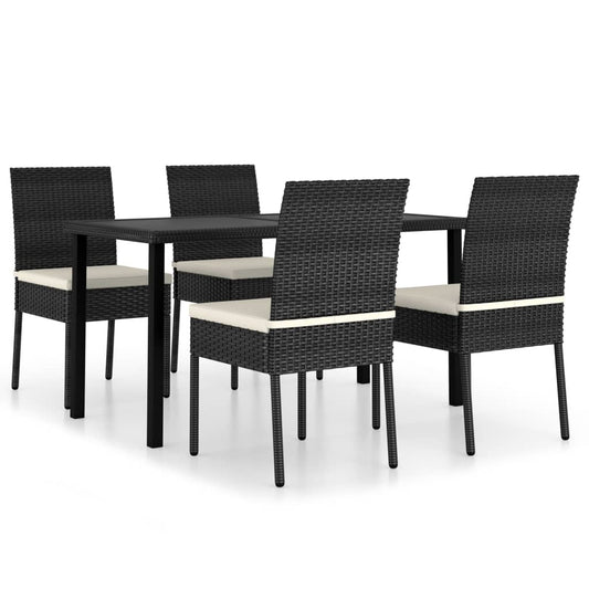 Dining Set Black Poly rattan Durable Dining Set Rectangular