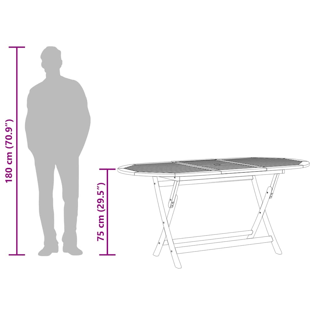 Garden Table Wood Brown Solid eucalyptus wood Medium Foldable