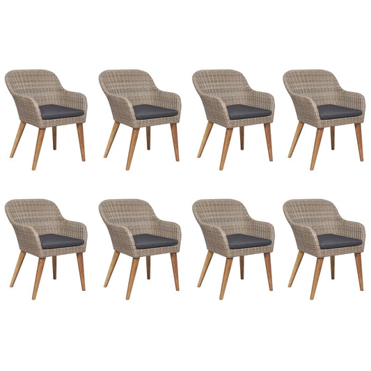 Dining Set Brown Solid Acacia Wood 9 Piece Set Durable