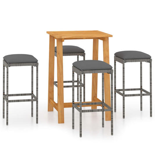Garden Bar Set Grey Acacia wood Standard Removable Covers