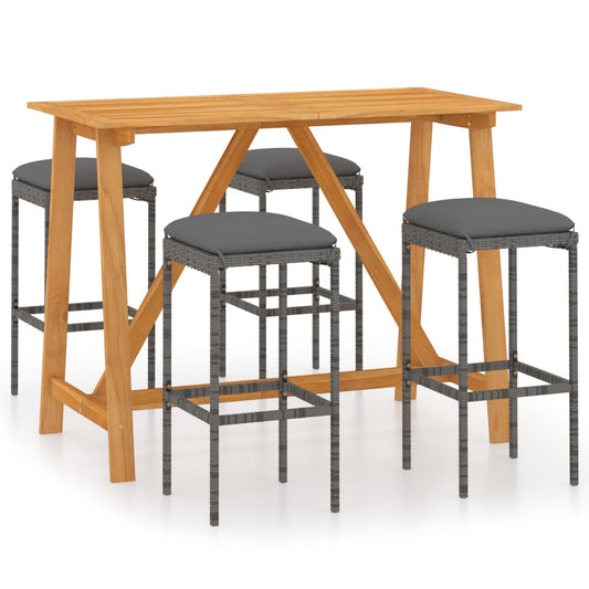 Garden Bar Set Grey Solid acacia wood Medium Removable Covers