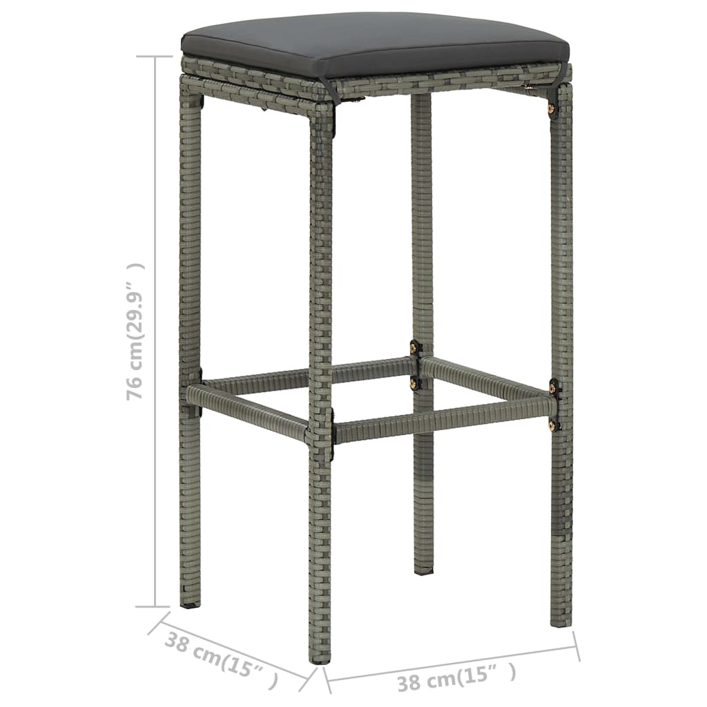Garden Bar Set Grey Solid Acacia wood Removable Covers