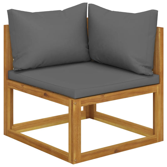 Garden Bench Dark gray cushions, Natural wood