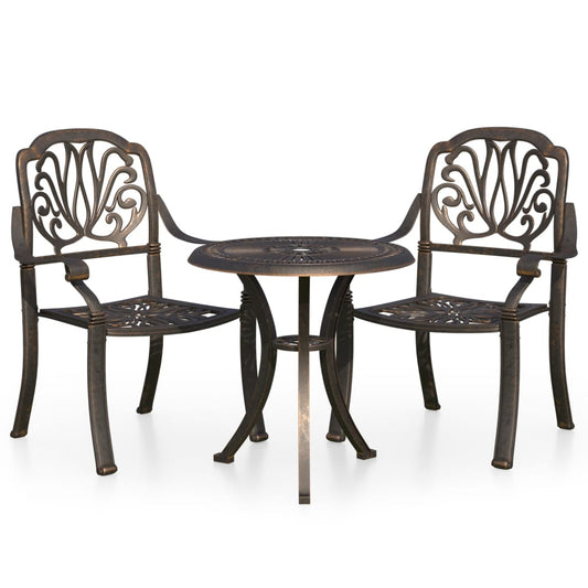 Bistro Set Bronze Cast Aluminum Medium Durable Bistro Set