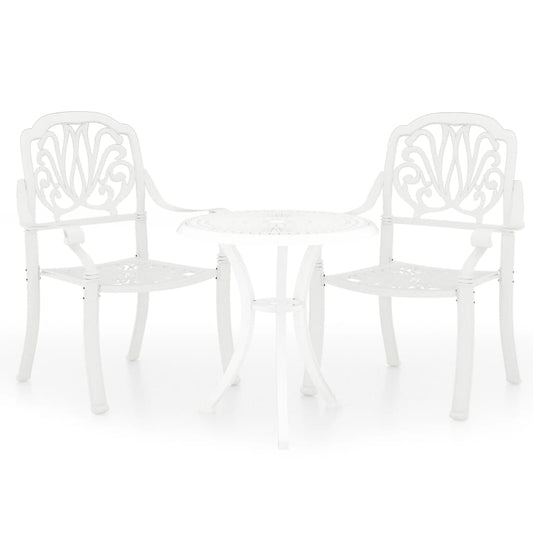 Bistro Set White Cast aluminum Standard Durable Bistro Set
