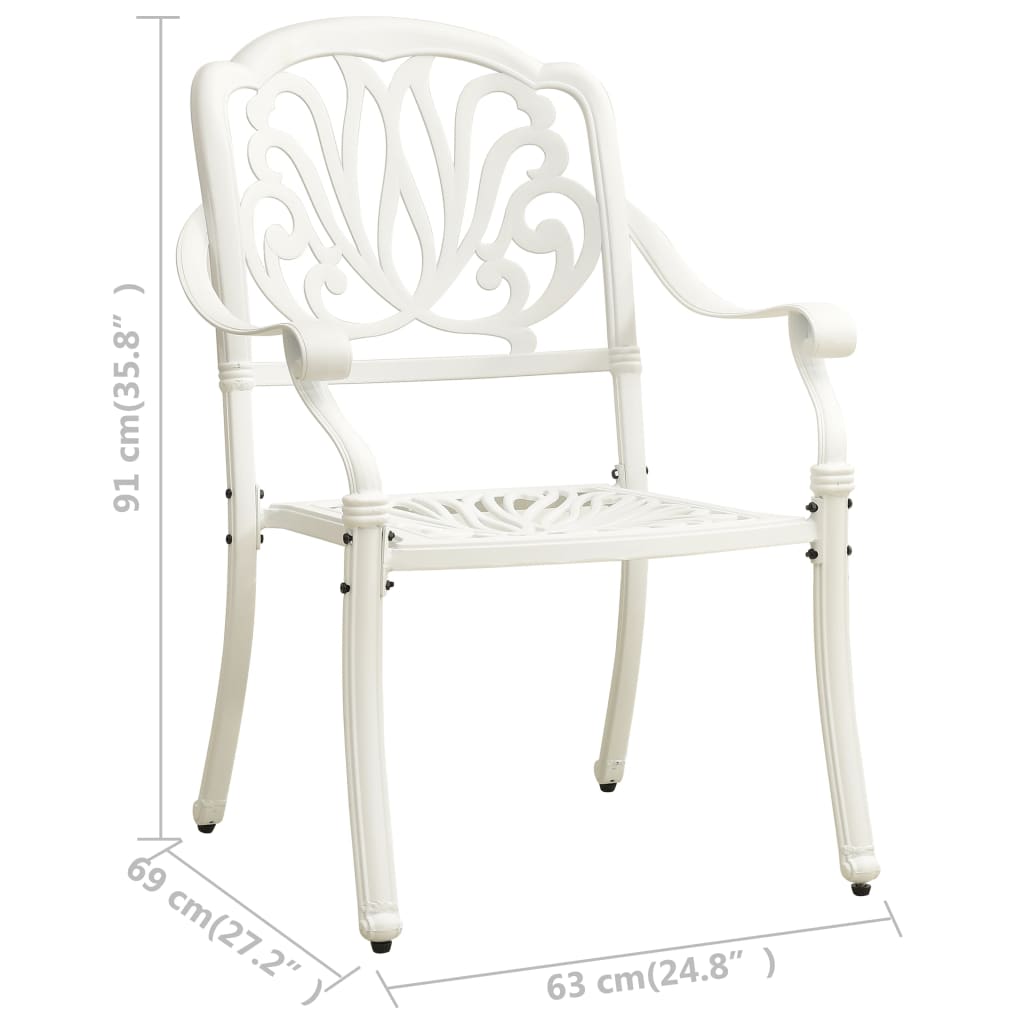 Bistro Set White Cast aluminum Standard Durable Bistro Set