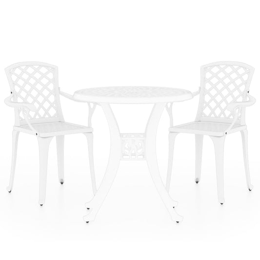 Bistro Set White Cast Aluminum Medium Tough Bistro Set Round