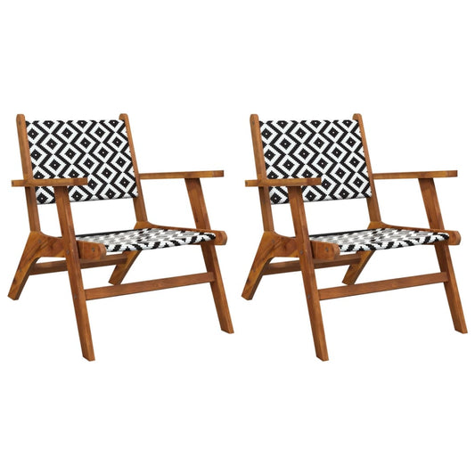 Garden Chair Brown and Black Solid Acacia wood, poly rattan