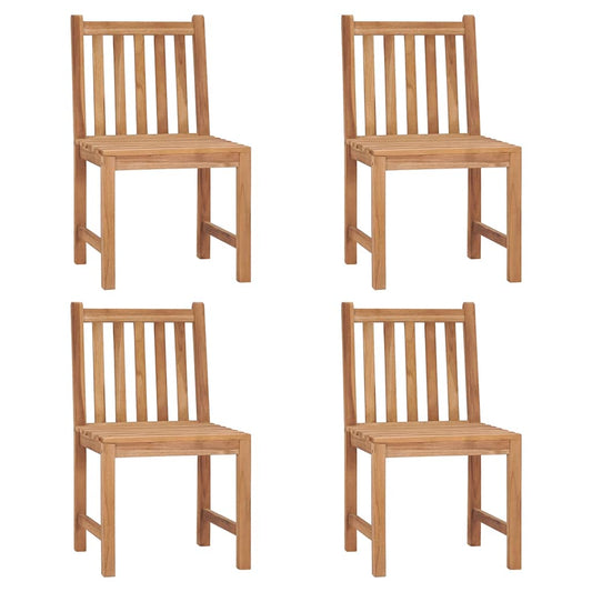 Patio Chair Set of 4 Natural teak Teak wood, Polyester Standard
