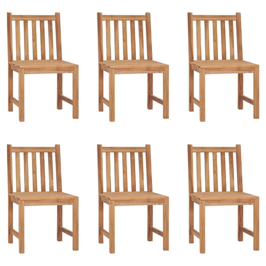 Garden Chair Set of 6 Natural Wood Teak Wood Standard Durable