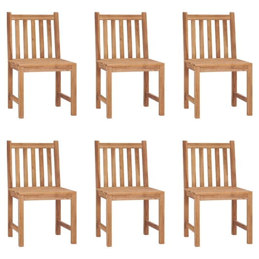Patio Chair Set of 6 Warm Teak Wood, Taupe Cushion