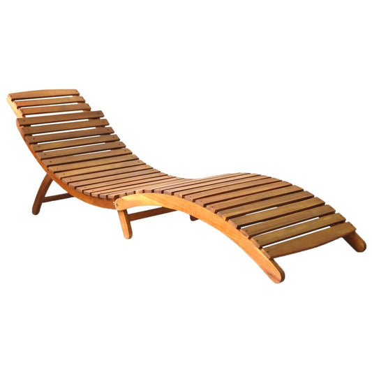 Sun Lounger Natural Brown Solid Acacia wood with a natural oil finish